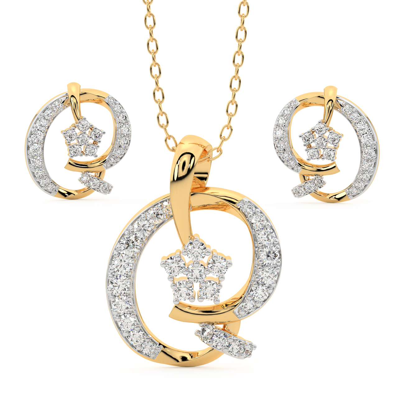 Abdu Round Diamond Pendant Set